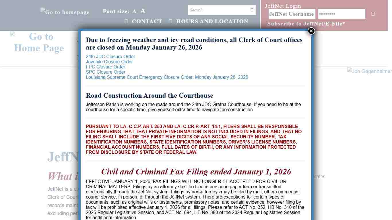JeffNet « Jefferson Parish Clerk of Court